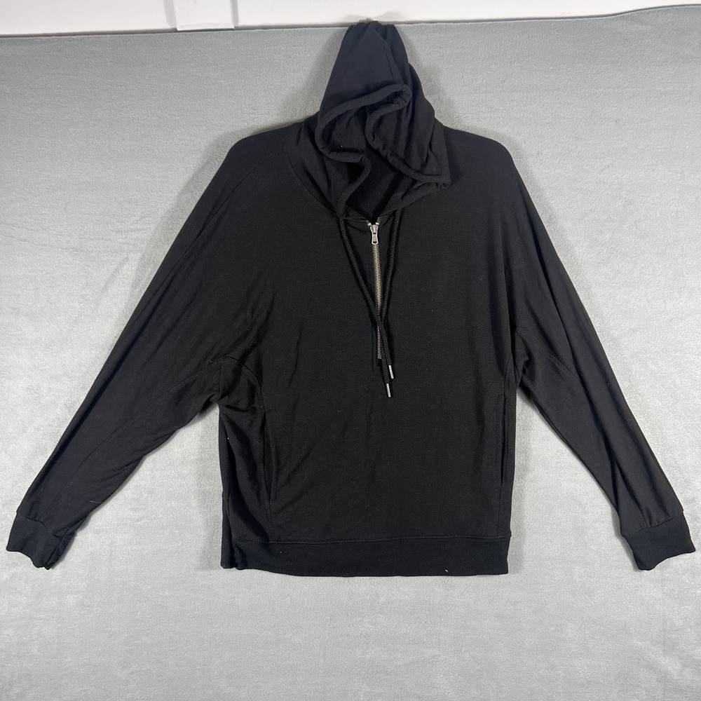 Cable‎ & Gauge Women's Black 1/4 Zip Hooded Pullover Sweatshirt Size Large L/G